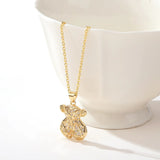 Spanish Teddy Bear Pendant Necklace Crystal Chain Choker Gift