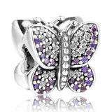 Sparkling Ball Butterfly Love Heart Crystal Charm 925 Silver Beads