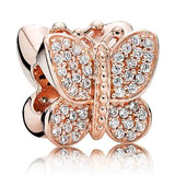 Sparkling Ball Butterfly Love Heart Crystal Charm 925 Silver Beads