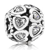 Sparkling Ball Butterfly Love Heart Crystal Charm 925 Silver Beads