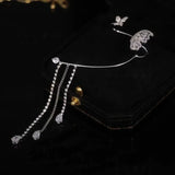Sparkling Butterfly Tassel Clip Earrings Fine Jewelry Gift