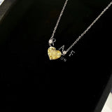 CZ Pendant Necklace Silver 925 Romantic Love Yellow Crystal Chain Jewelry