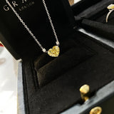 CZ Pendant Necklace Silver 925 Romantic Love Yellow Crystal Chain Jewelry