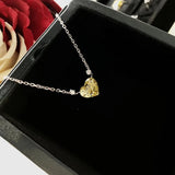 CZ Pendant Necklace Silver 925 Romantic Love Yellow Crystal Chain Jewelry