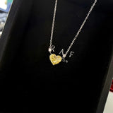 CZ Pendant Necklace Silver 925 Romantic Love Yellow Crystal Chain Jewelry