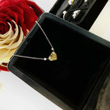 CZ Pendant Necklace Silver 925 Romantic Love Yellow Crystal Chain Jewelry