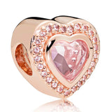 Sparkling Openwork Radiant Heart Charm 925 Sterling Silver Beads