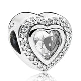 Sparkling Openwork Radiant Heart Charm 925 Sterling Silver Beads
