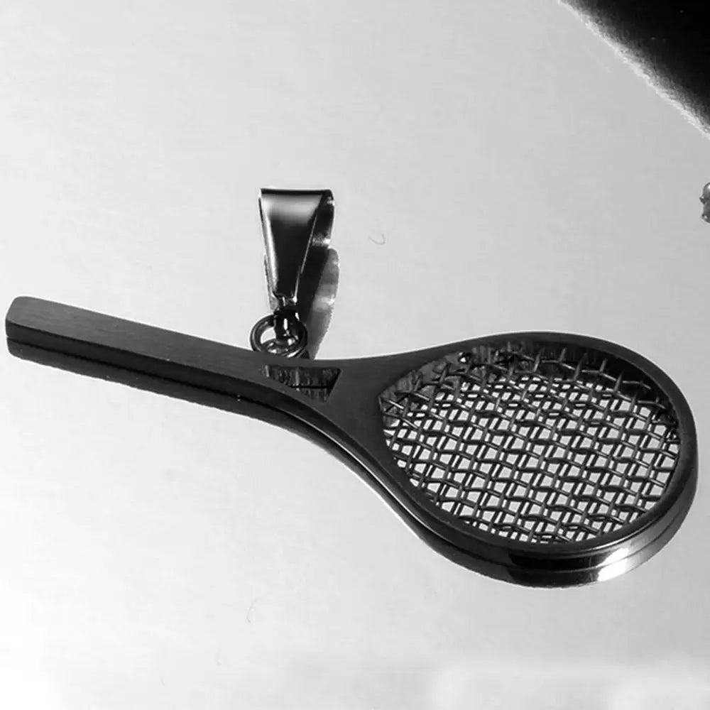 Sporty Badminton Racket Pendant Necklace For Men - Stainless Steel