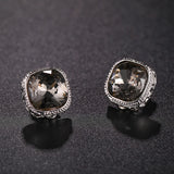 Crystal Clip on Earrings Silver Jet Alloy Ear Clips