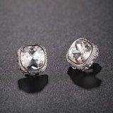 Crystal Clip on Earrings Silver Jet Alloy Ear Clips