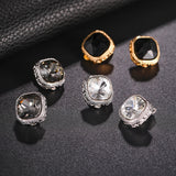 Crystal Clip on Earrings Silver Jet Alloy Ear Clips