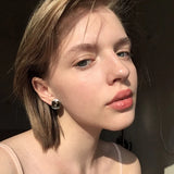 Crystal Clip on Earrings Silver Jet Alloy Ear Clips