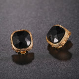 Crystal Clip on Earrings Silver Jet Alloy Ear Clips