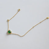 Green CZ Golden 925 Sterling Silver Bracelet for Women