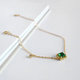 Green CZ Golden 925 Sterling Silver Bracelet for Women