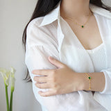 Green CZ Golden 925 Sterling Silver Bracelet for Women
