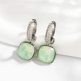 Square Crystal Hoop Earrings for Women Wedding Party Bijoux Girls Gift