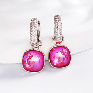 Square Crystal Hoop Earrings for Women Wedding Party Bijoux Girls Gift