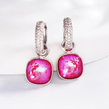 Square Crystal Hoop Earrings for Women Wedding Party Bijoux Girls Gift