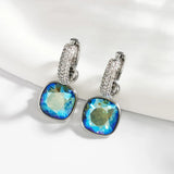 Square Crystal Hoop Earrings for Women Wedding Party Bijoux Girls Gift