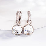 Square Crystal Hoop Earrings for Women Wedding Party Bijoux Girls Gift