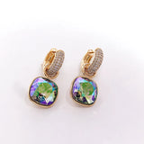 Square Crystal Pendant Hoop Earrings for Women