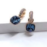 Square Crystal Pendant Hoop Earrings for Women