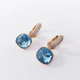 Square Crystal Pendant Hoop Earrings for Women