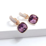 Square Crystal Pendant Hoop Earrings for Women