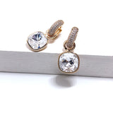 Square Crystal Pendant Hoop Earrings for Women