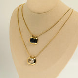 Square Zircon Pendant Necklace Snake Chain Choker Women Jewelry