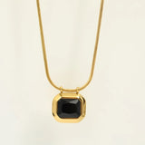 Square Zircon Pendant Necklace Snake Chain Choker Women Jewelry