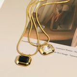 Square Zircon Pendant Necklace Snake Chain Choker Women Jewelry