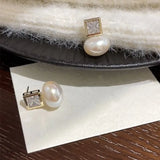 Square Zircon Pearl Earrings Trending Designers Earings