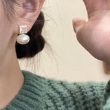 Square Zircon Pearl Earrings Trending Designers Earings