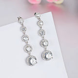 Clear CZ Drop Earrings 925 Sterling Silver Long Tassel Dangle Earring