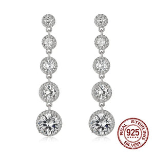 Clear CZ Drop Earrings 925 Sterling Silver Long Tassel Dangle Earring