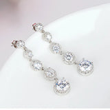 Clear CZ Drop Earrings 925 Sterling Silver Long Tassel Dangle Earring