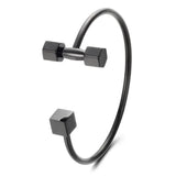 Stainless Steel Barbell Jewelry Block Cuff Bangle Dumbbell Bracelet