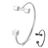 Stainless Steel Barbell Jewelry Block Cuff Bangle Dumbbell Bracelet