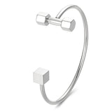 Stainless Steel Barbell Jewelry Block Cuff Bangle Dumbbell Bracelet