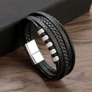 Classic Stainless Steel Leather Bracelet Men's Jewelry Gift