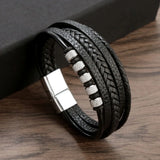 Classic Stainless Steel Leather Bracelet Men's Jewelry Gift