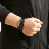 Classic Stainless Steel Leather Bracelet Men's Jewelry Gift