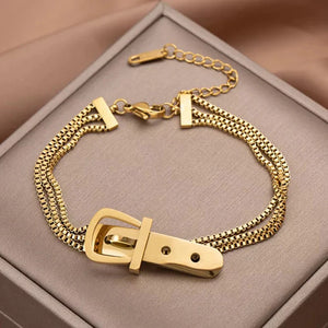 Stainless Steel Strap Charm Bangle Punk Bracelets
