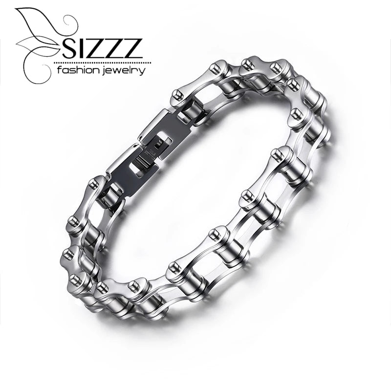 Men's Stainless Steel Bike Bracelet Biker Bicycle Motorcycle Chain Bracelet