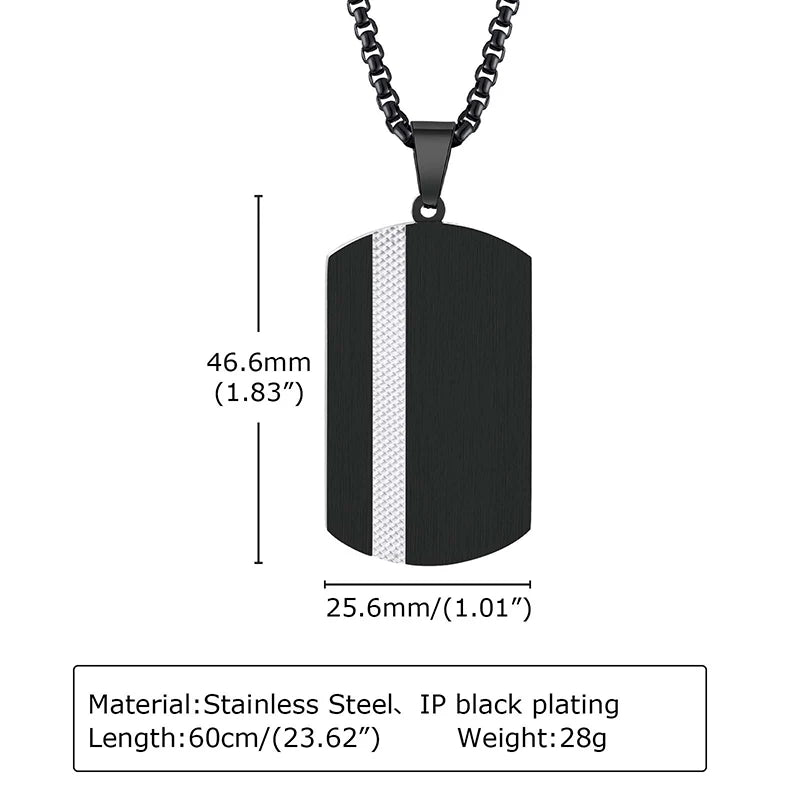Stainless Steel Tag Pendant Necklace For Men Personalized Geometric Jewelry