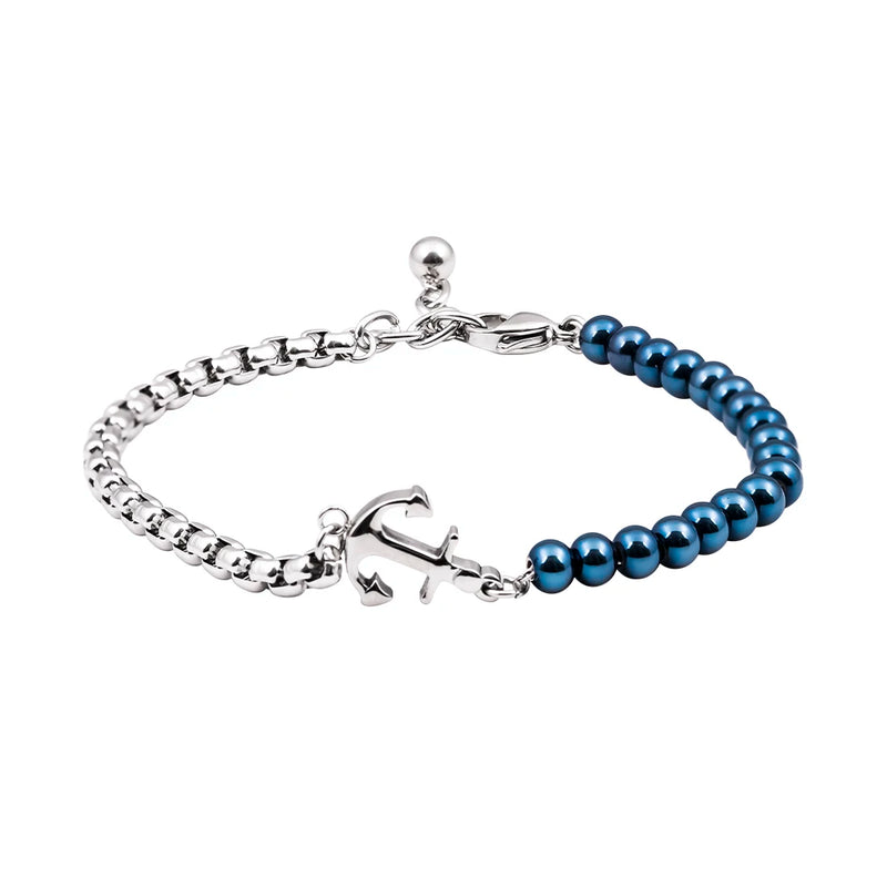 Stainless Steel Beads Bracelet for Men Anchor Jewelry