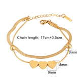 Stainless Steel Double Heart Bracelet Women's Charm Jewelry Gift